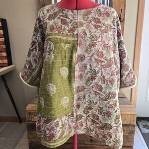Upcycled Kantha Quilt Top One Sz Oversized Handmade Dont Throw It Out